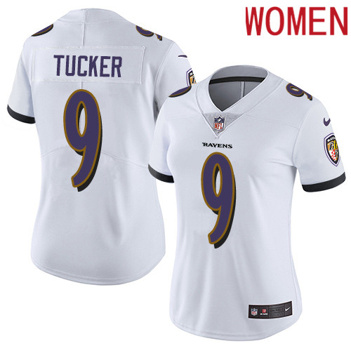 2019 Women Baltimore Ravens #9 Tucker white Nike Vapor Untouchable Limited NFL Jersey